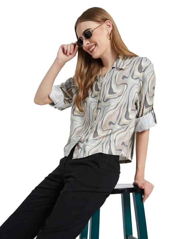 Mettle Women Opaque Printed Casual Shirt