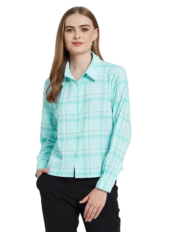 Mettle Women Tartan Checks Opaque Checked Casual Shirt