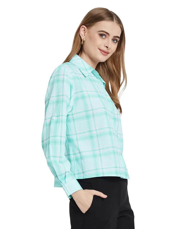 Mettle Women Tartan Checks Opaque Checked Casual Shirt