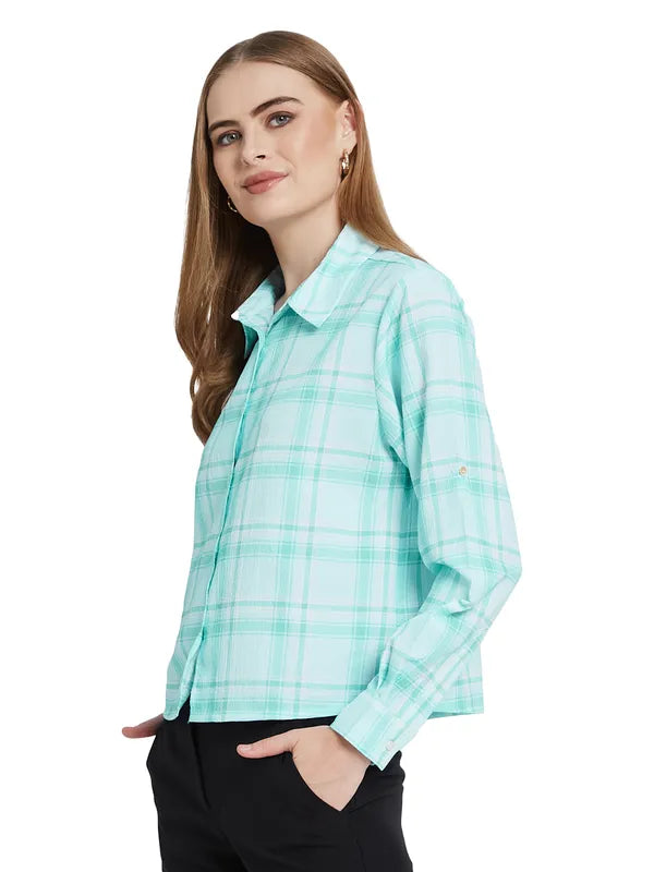 Mettle Women Tartan Checks Opaque Checked Casual Shirt