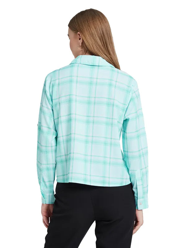 Mettle Women Tartan Checks Opaque Checked Casual Shirt