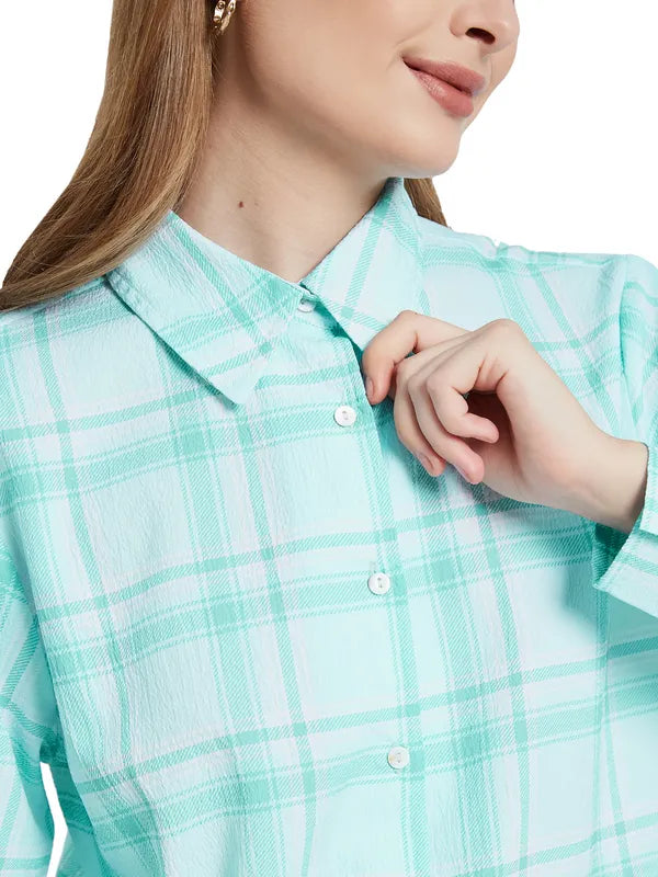 Mettle Women Tartan Checks Opaque Checked Casual Shirt