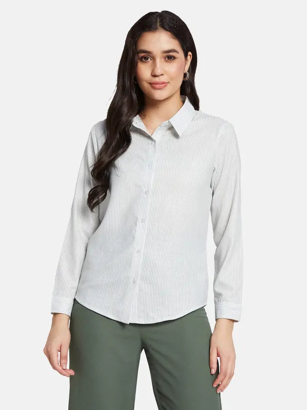 Mettle Women Striped Spread Collar Casual Shirt