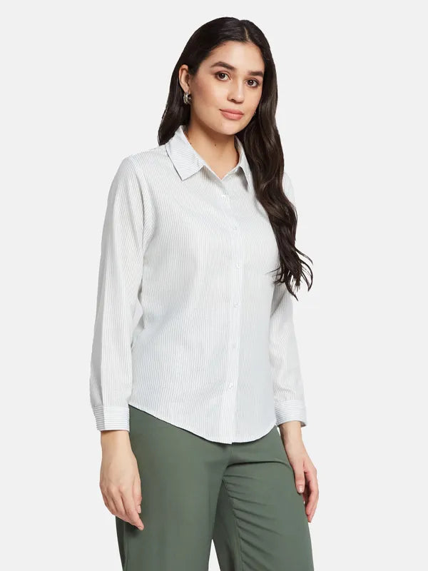 Mettle Women Striped Spread Collar Casual Shirt