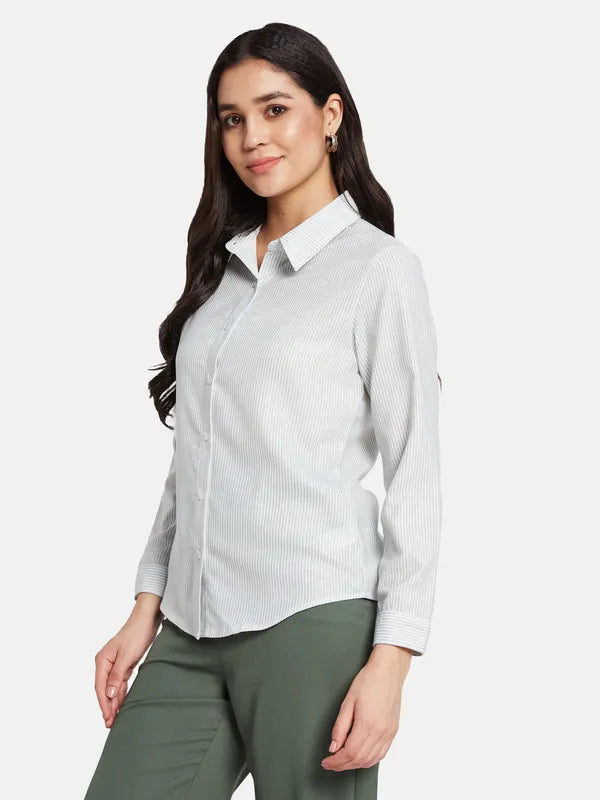 Mettle Women Striped Spread Collar Casual Shirt