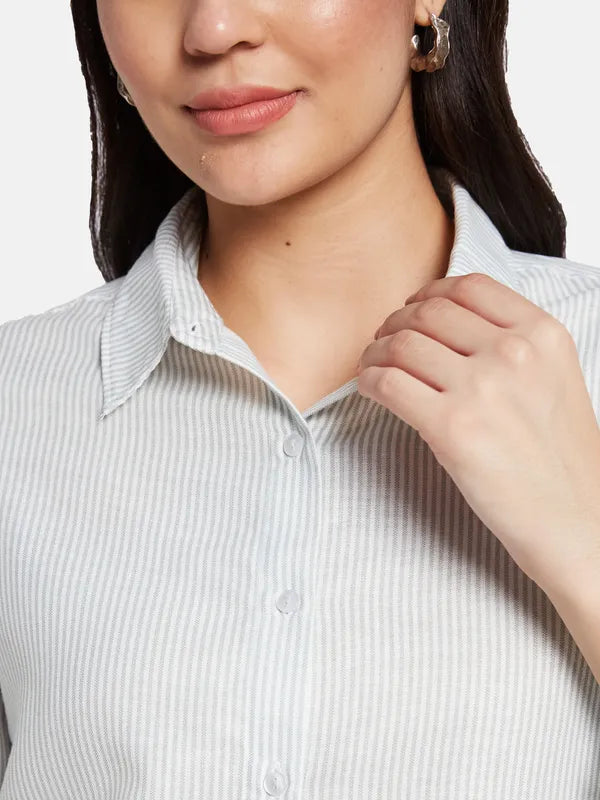 Mettle Women Striped Spread Collar Casual Shirt