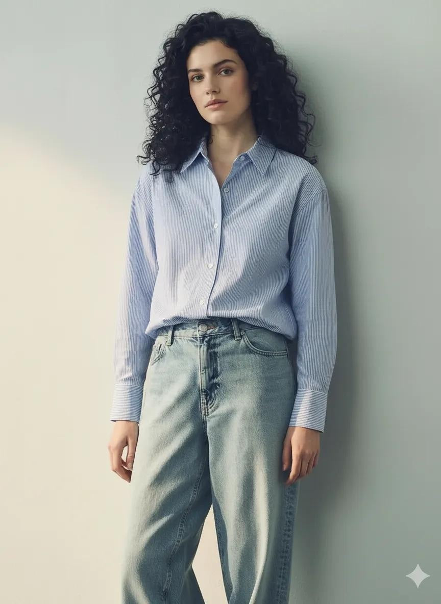 Women Sky Striped Shirts