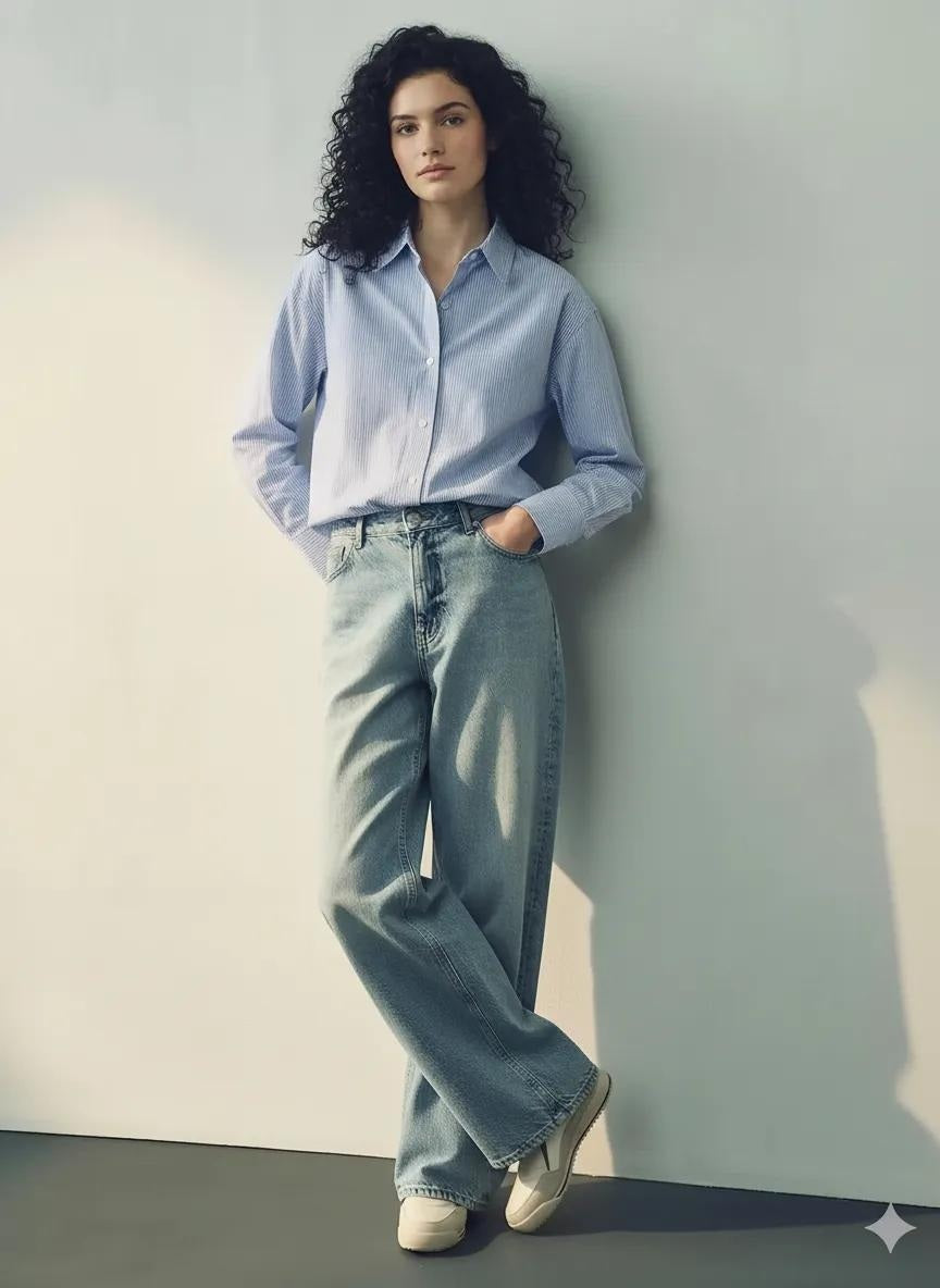 Women Sky Striped Shirts