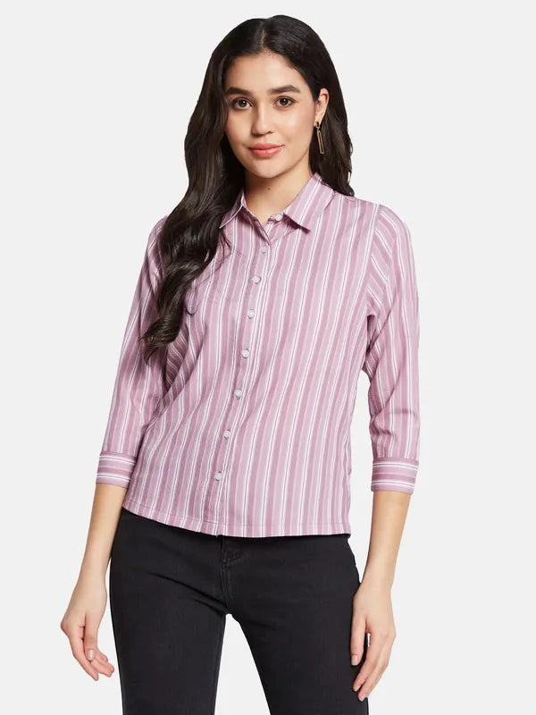 Mettle Women Striped Spread Collar Casual Shirt