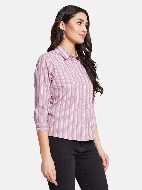 Mettle Women Striped Spread Collar Casual Shirt