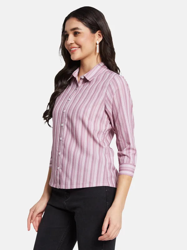 Mettle Women Striped Spread Collar Casual Shirt