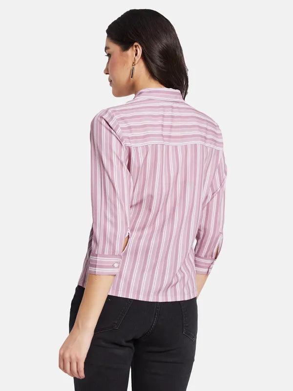 Mettle Women Striped Spread Collar Casual Shirt