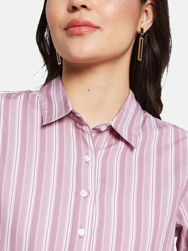 Mettle Women Striped Spread Collar Casual Shirt