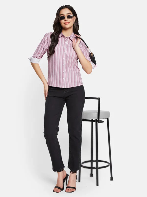 Mettle Women Striped Spread Collar Casual Shirt