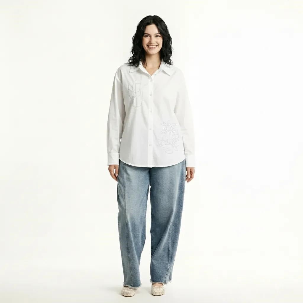 Women White Printed Casual Shirt