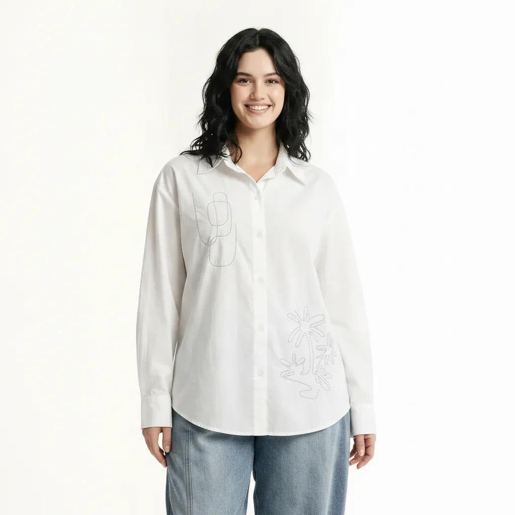 Women White Printed Casual Shirt