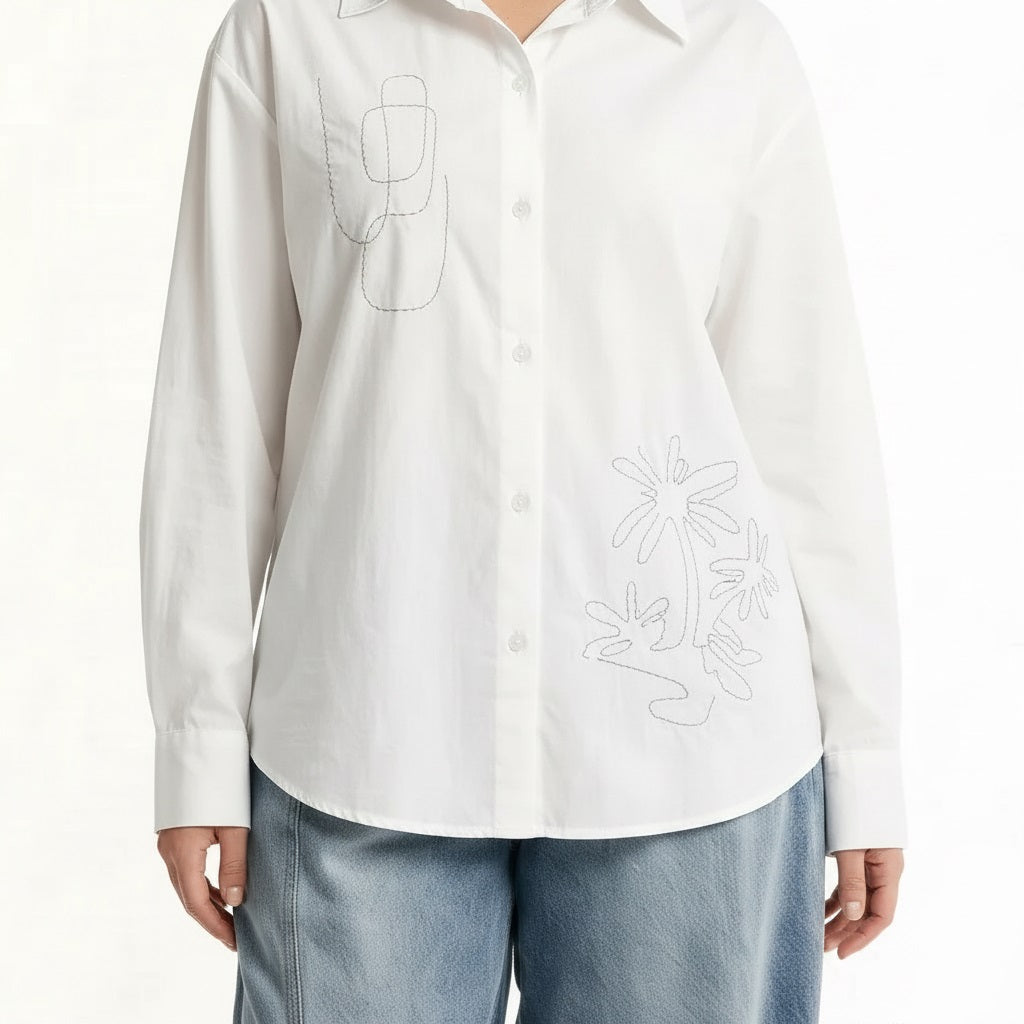 Women White Printed Casual Shirt