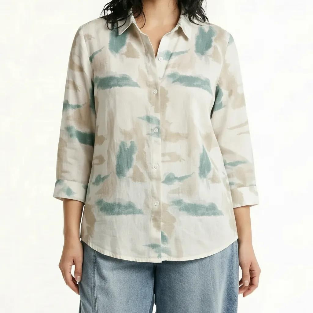 Women Mint Printed Casual Shirt