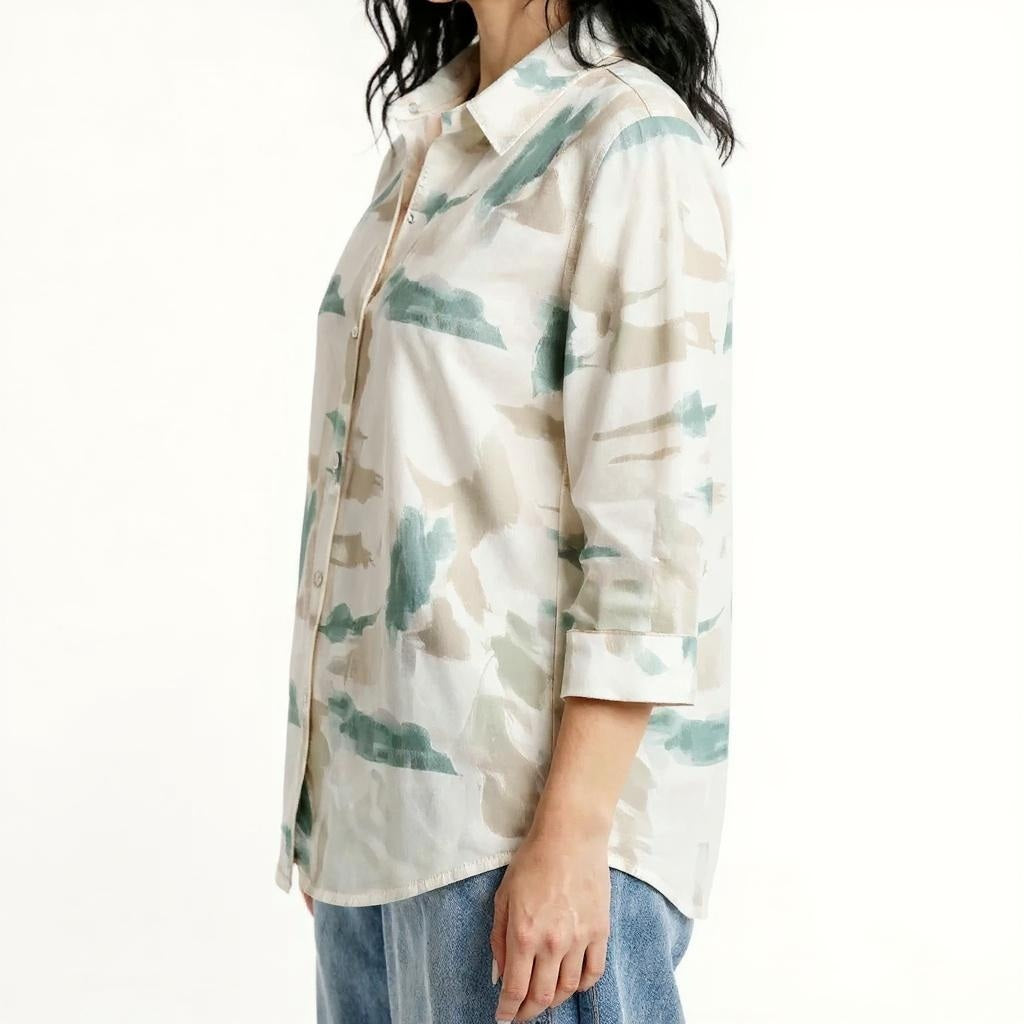 Women Mint Printed Casual Shirt