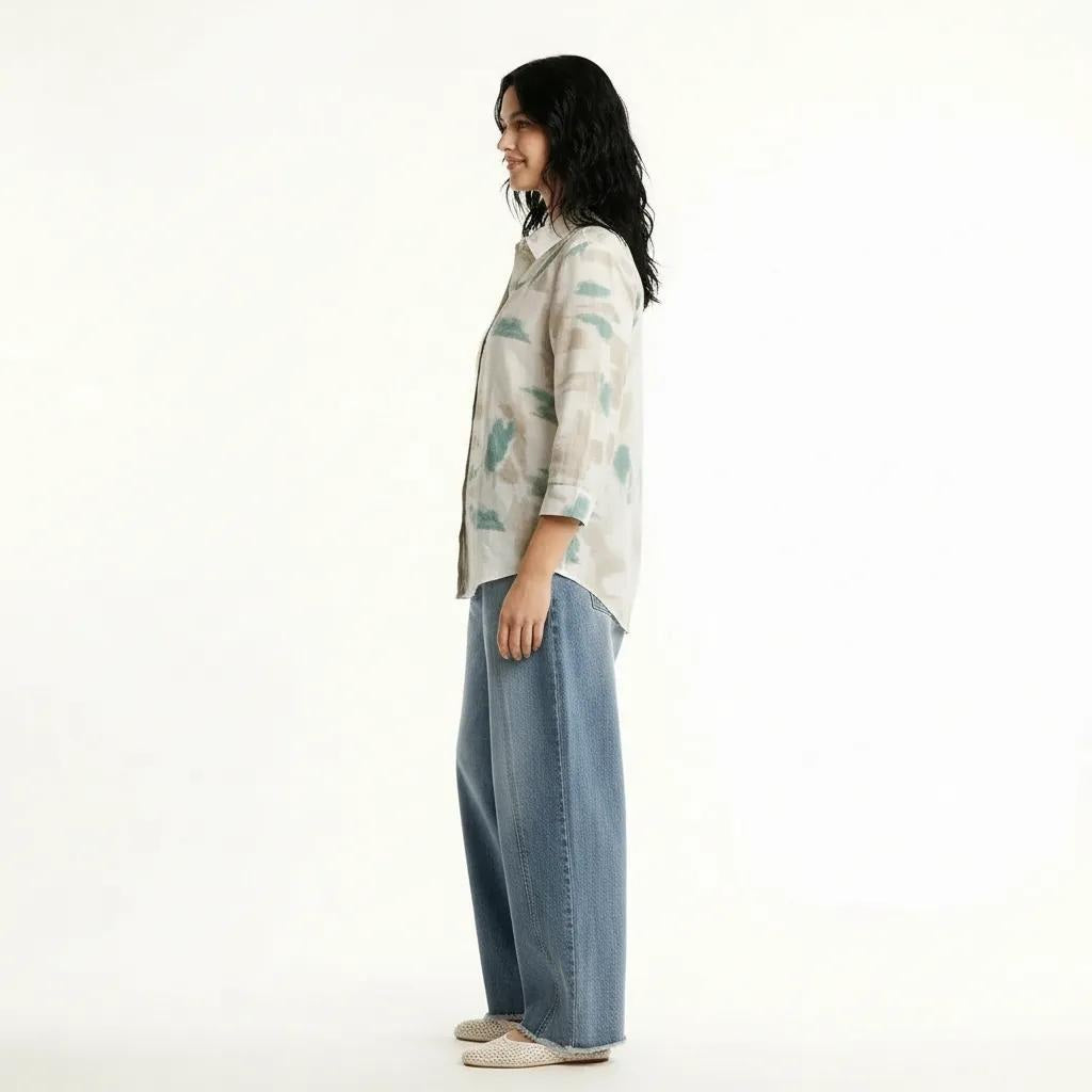 Women Mint Printed Casual Shirt