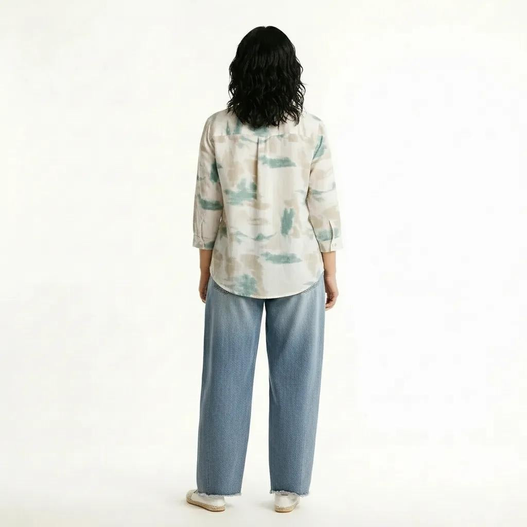 Women Mint Printed Casual Shirt