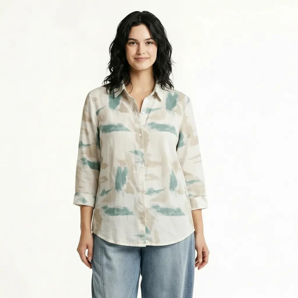 Women Mint Printed Casual Shirt