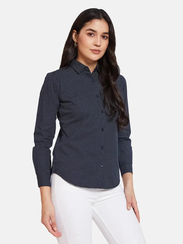 Mettle Navy Blue Printed Cotton Casual Shirt