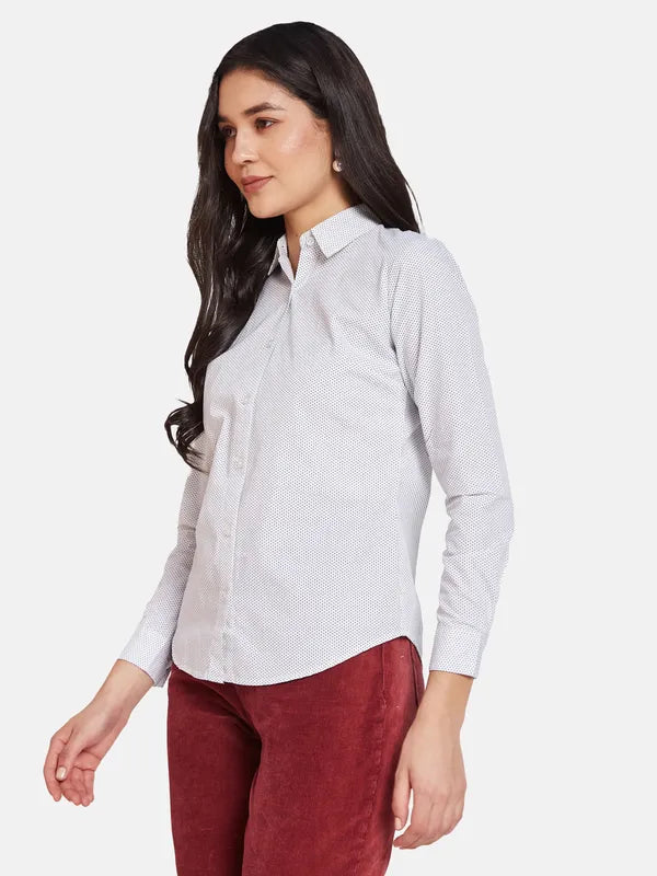 Mettle Spread Collar Striped Cotton Casual Shirt