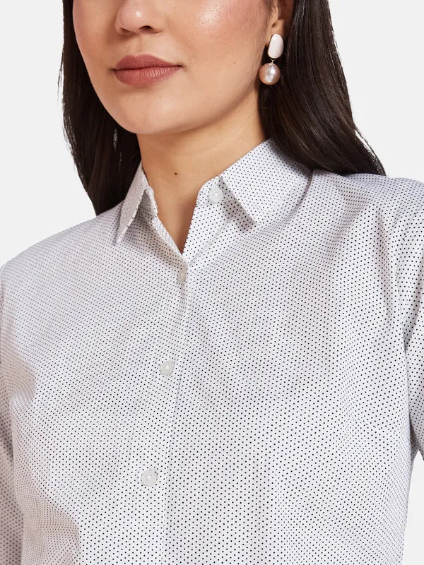 Mettle Spread Collar Striped Cotton Casual Shirt