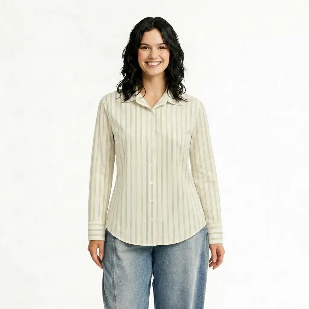 Women Lemon Striped Casual Shirt