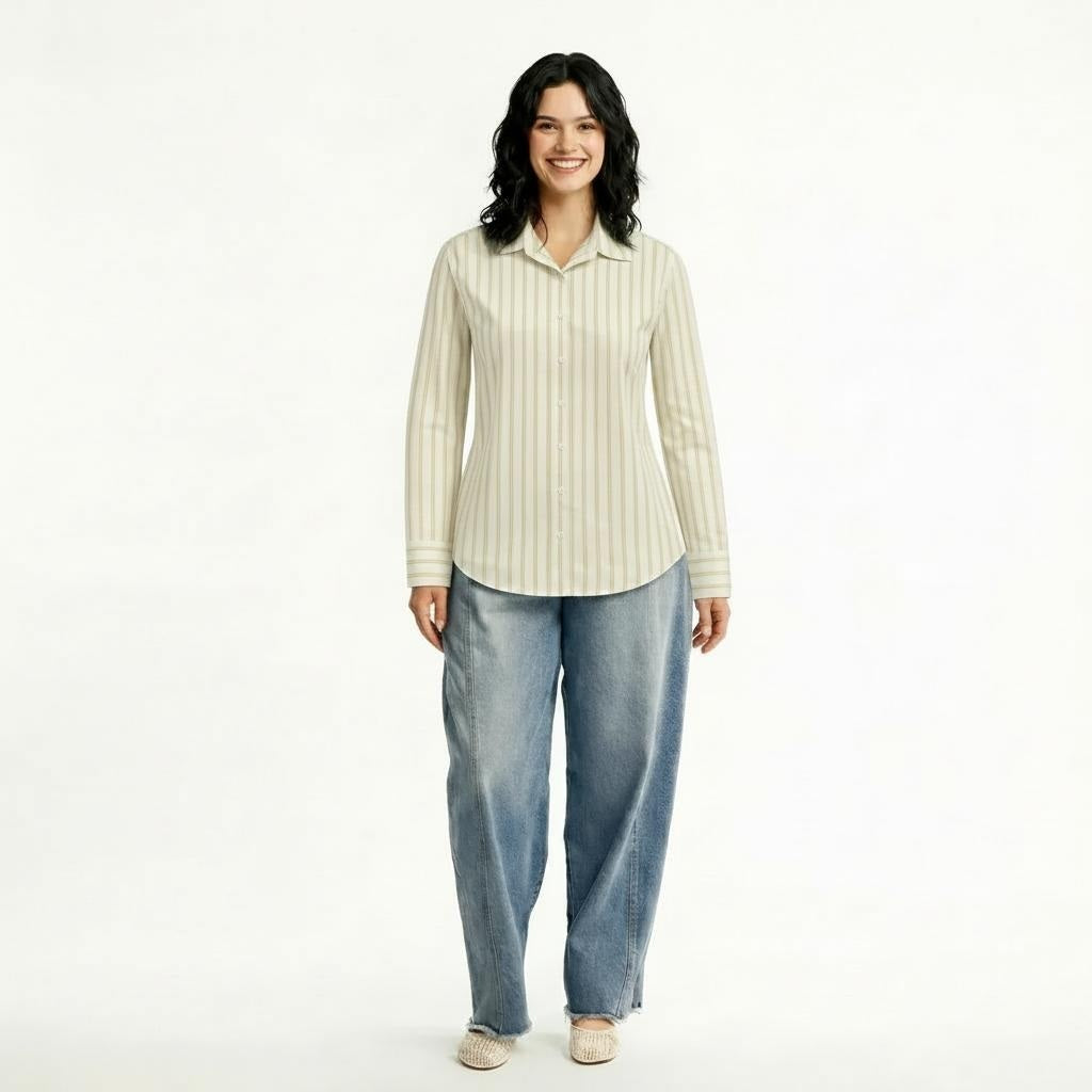 Women Lemon Striped Casual Shirt