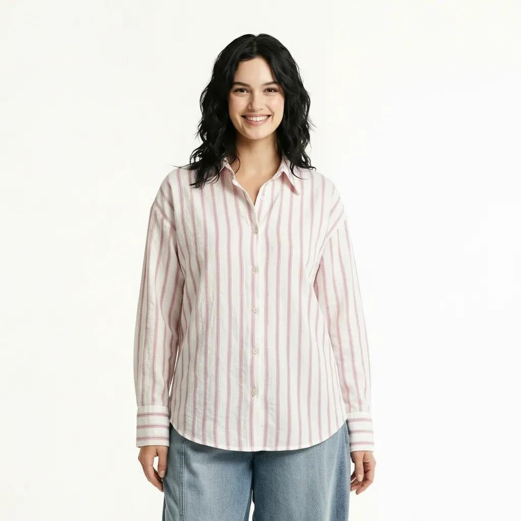 METTLE Women Pink Multi Stripes Striped Casual Shirt