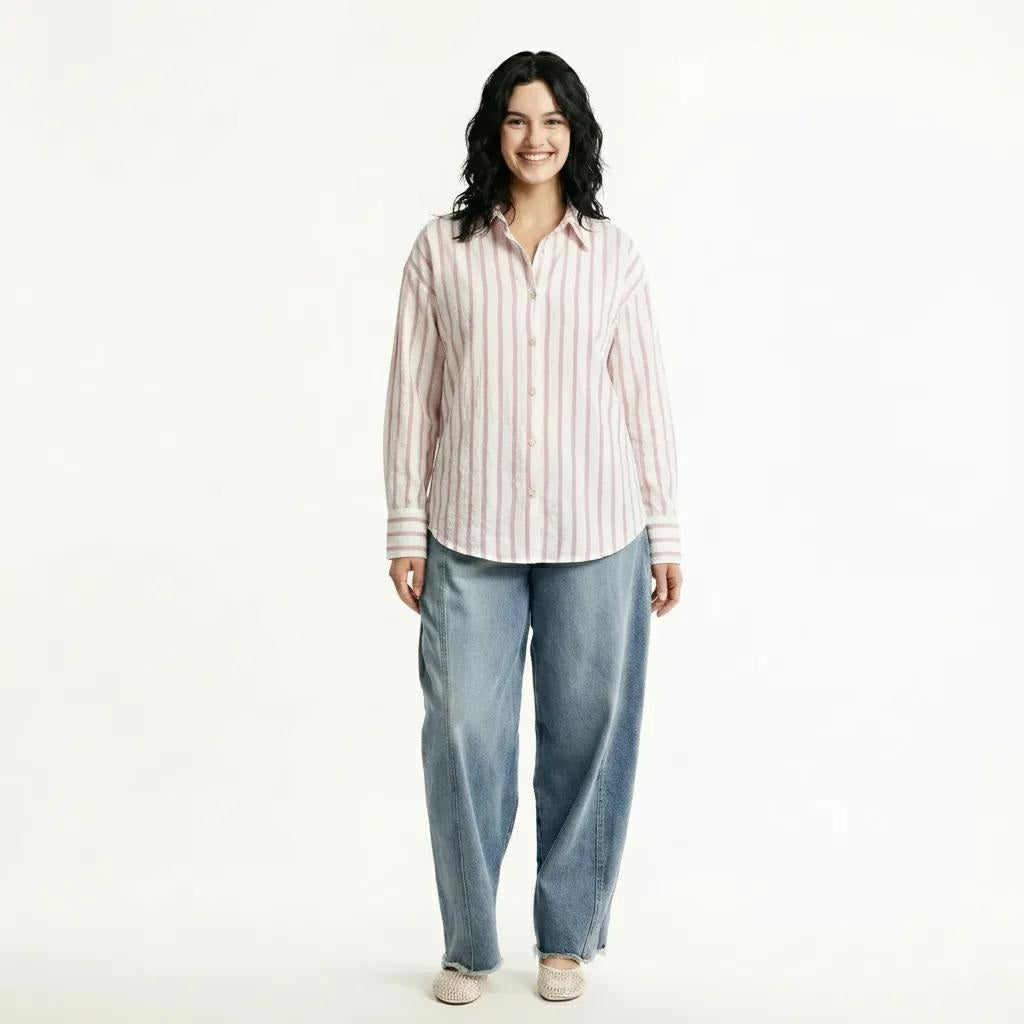 METTLE Women Pink Multi Stripes Striped Casual Shirt