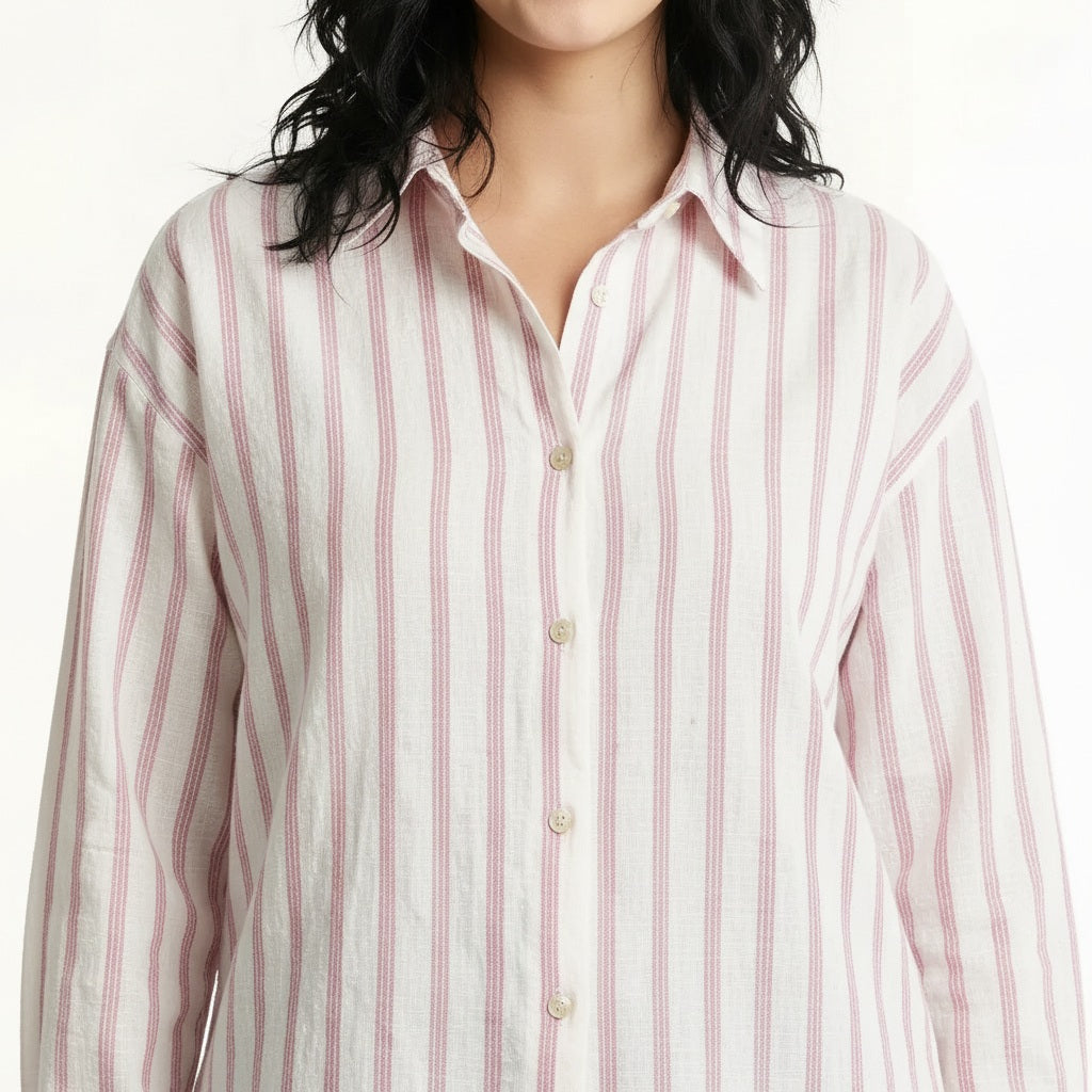 METTLE Women Pink Multi Stripes Striped Casual Shirt