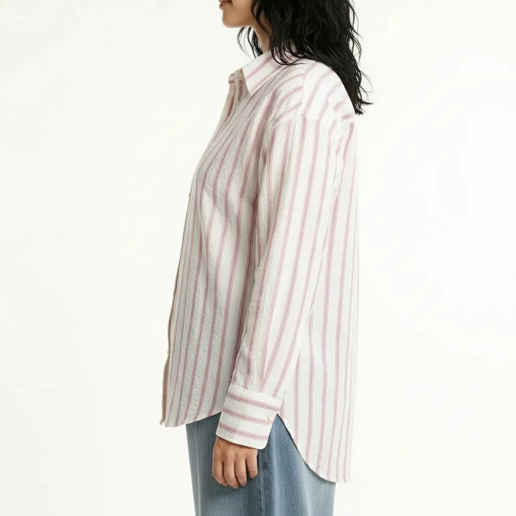 METTLE Women Pink Multi Stripes Striped Casual Shirt