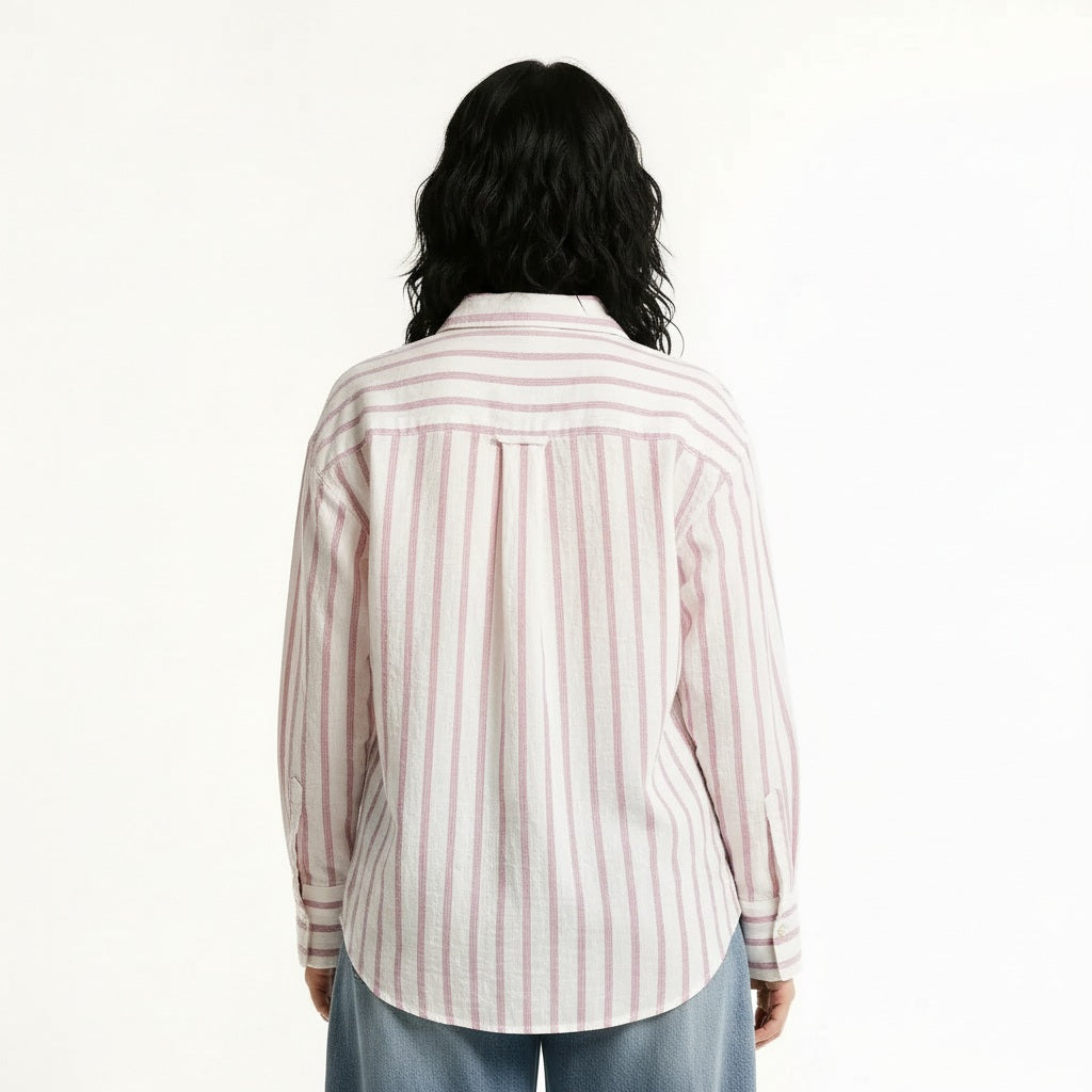 METTLE Women Pink Multi Stripes Striped Casual Shirt