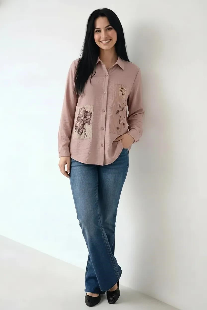 Women Floral Pink Printed Casual Shirt