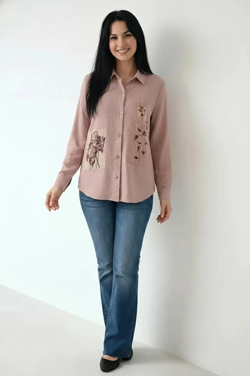 Women Floral Pink Printed Casual Shirt