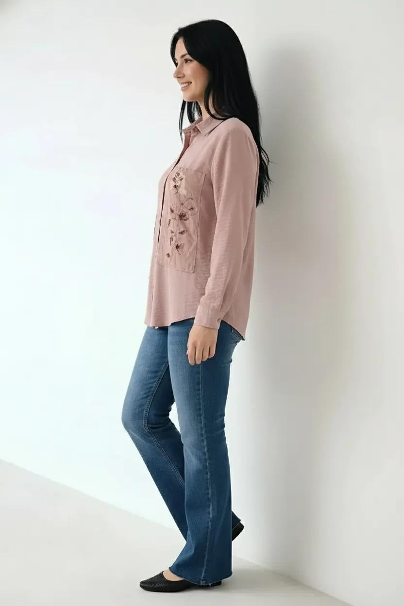 Women Floral Pink Printed Casual Shirt