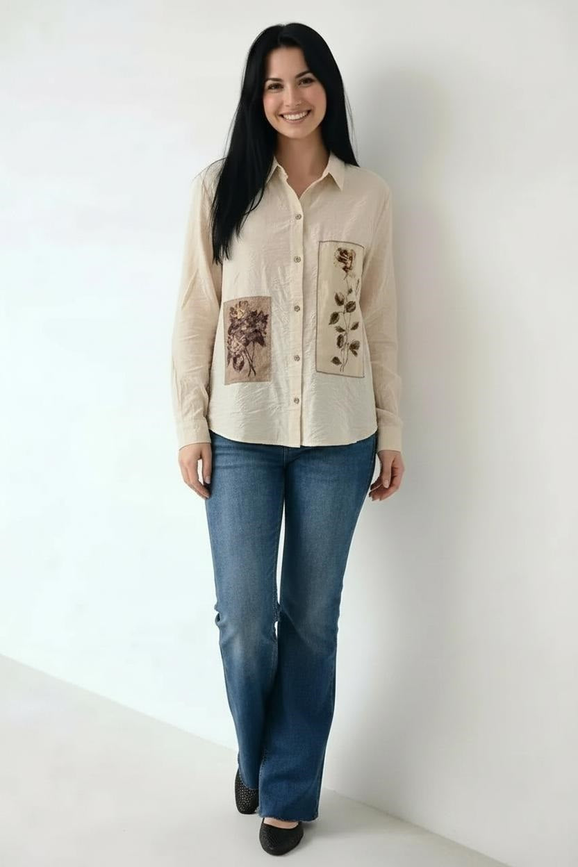 Women off white Printed Casual Shirt
