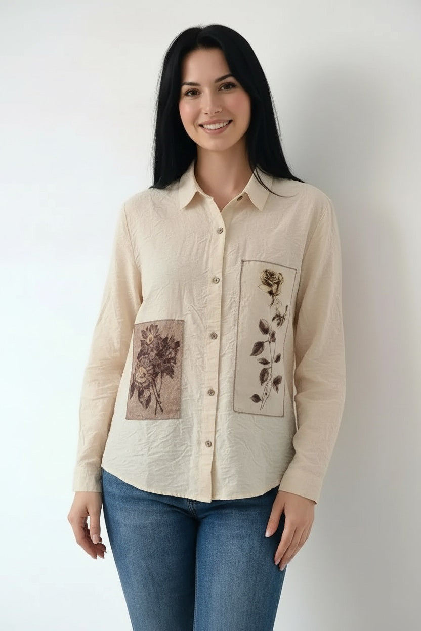 Women off white Printed Casual Shirt