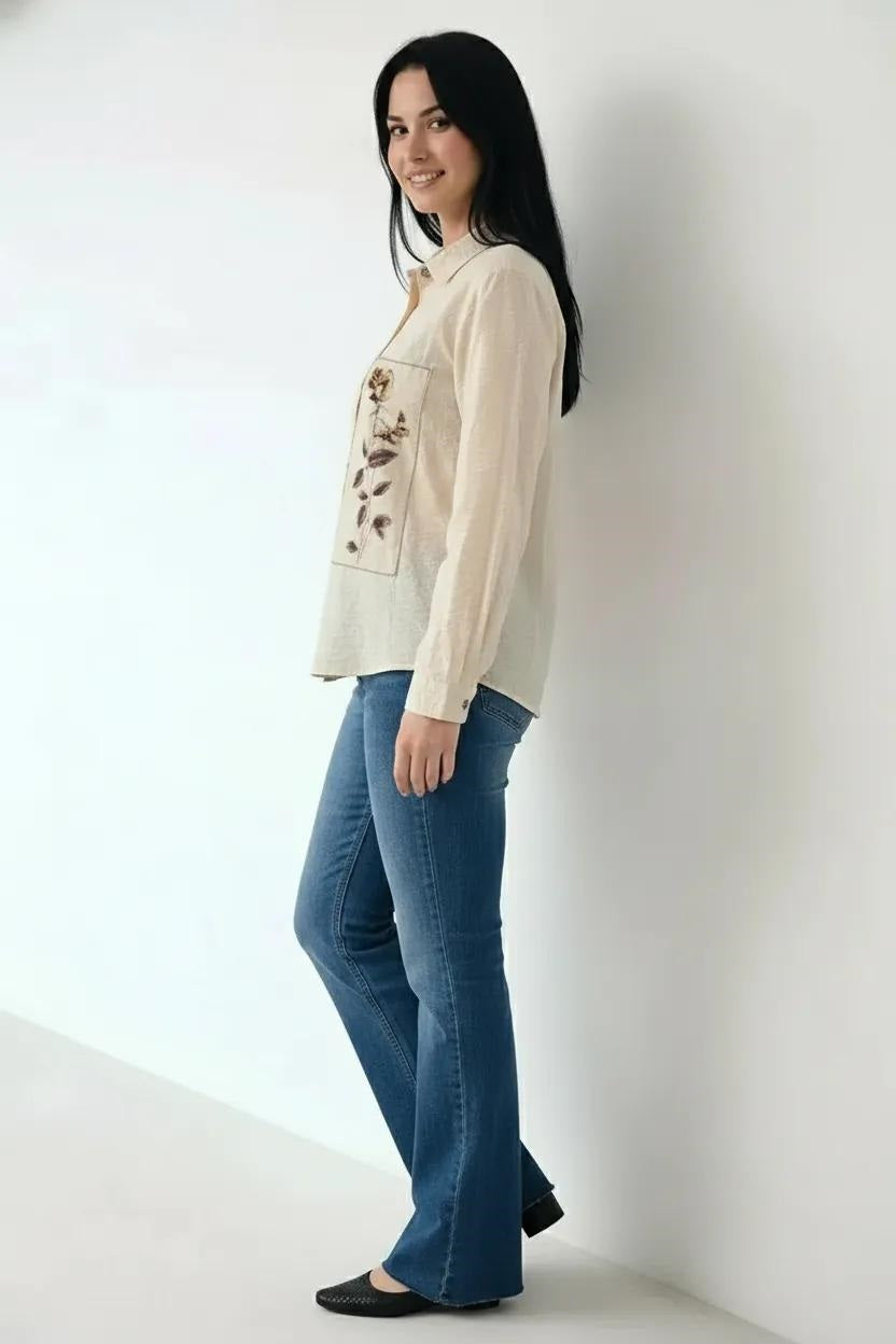 Women off white Printed Casual Shirt
