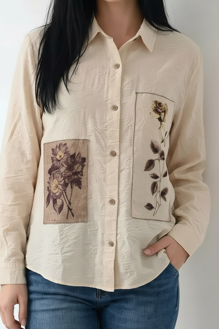 Women off white Printed Casual Shirt