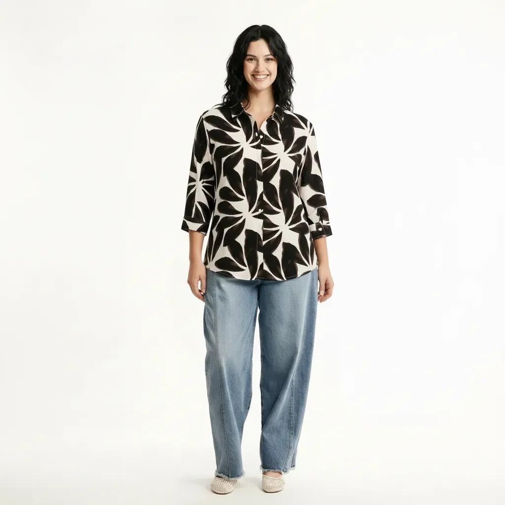 Women Tobacco Floral Printed Casual Shirt