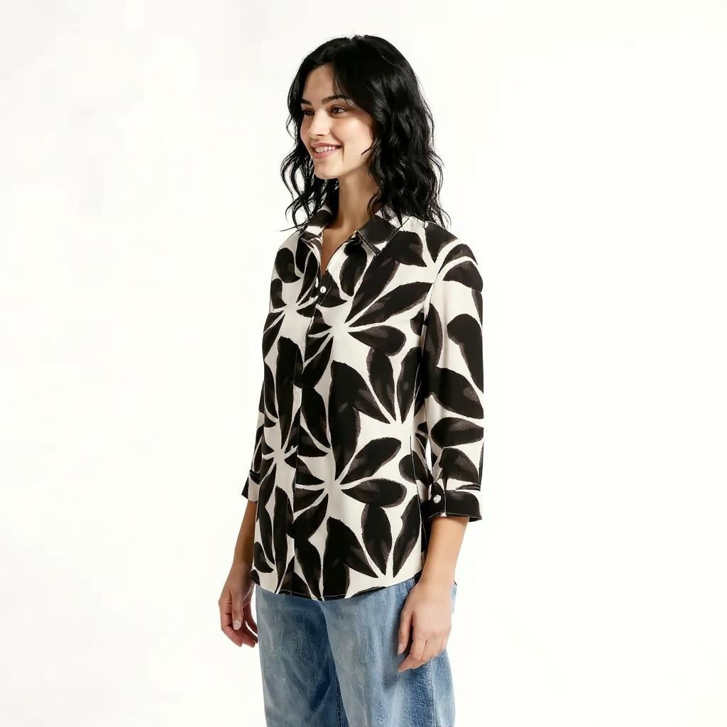 Women Tobacco Floral Printed Casual Shirt