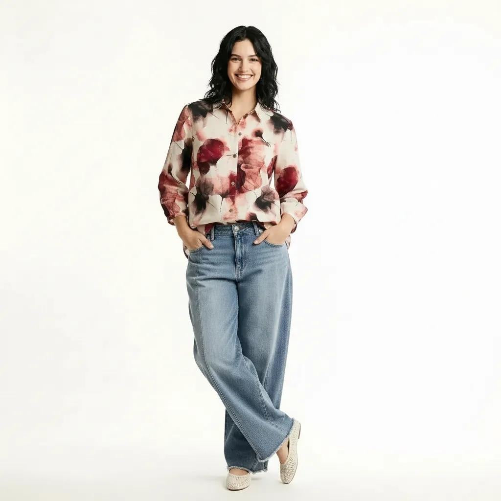 METTLE Women Rose Floral Printed Casual Shirt