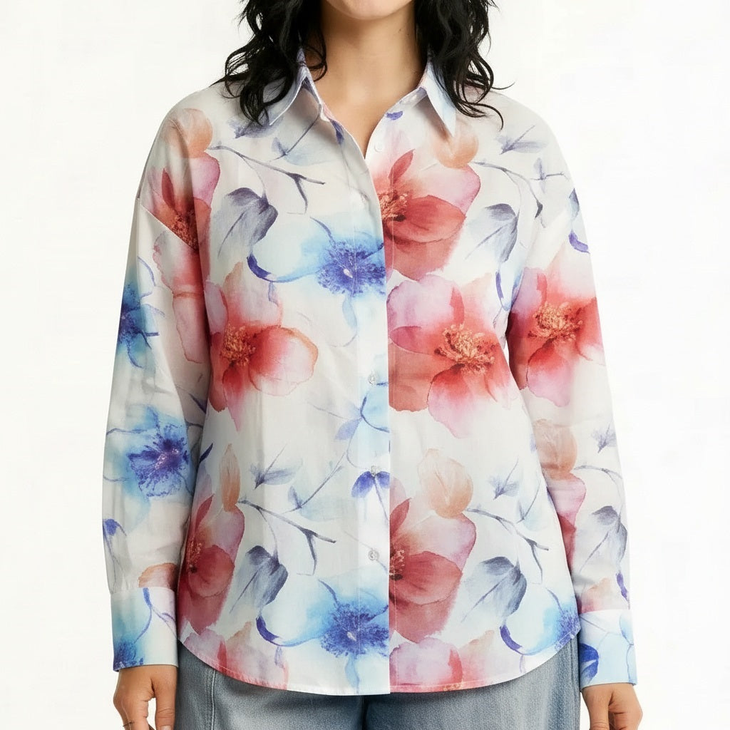 Women Pink Floral Printed Casual Shirt