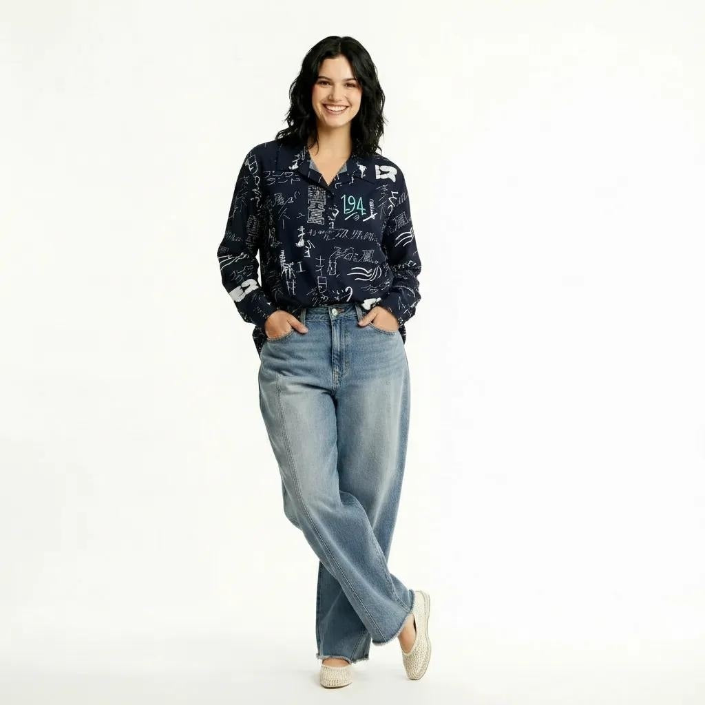 Women Charcoal Printed Casual Shirt