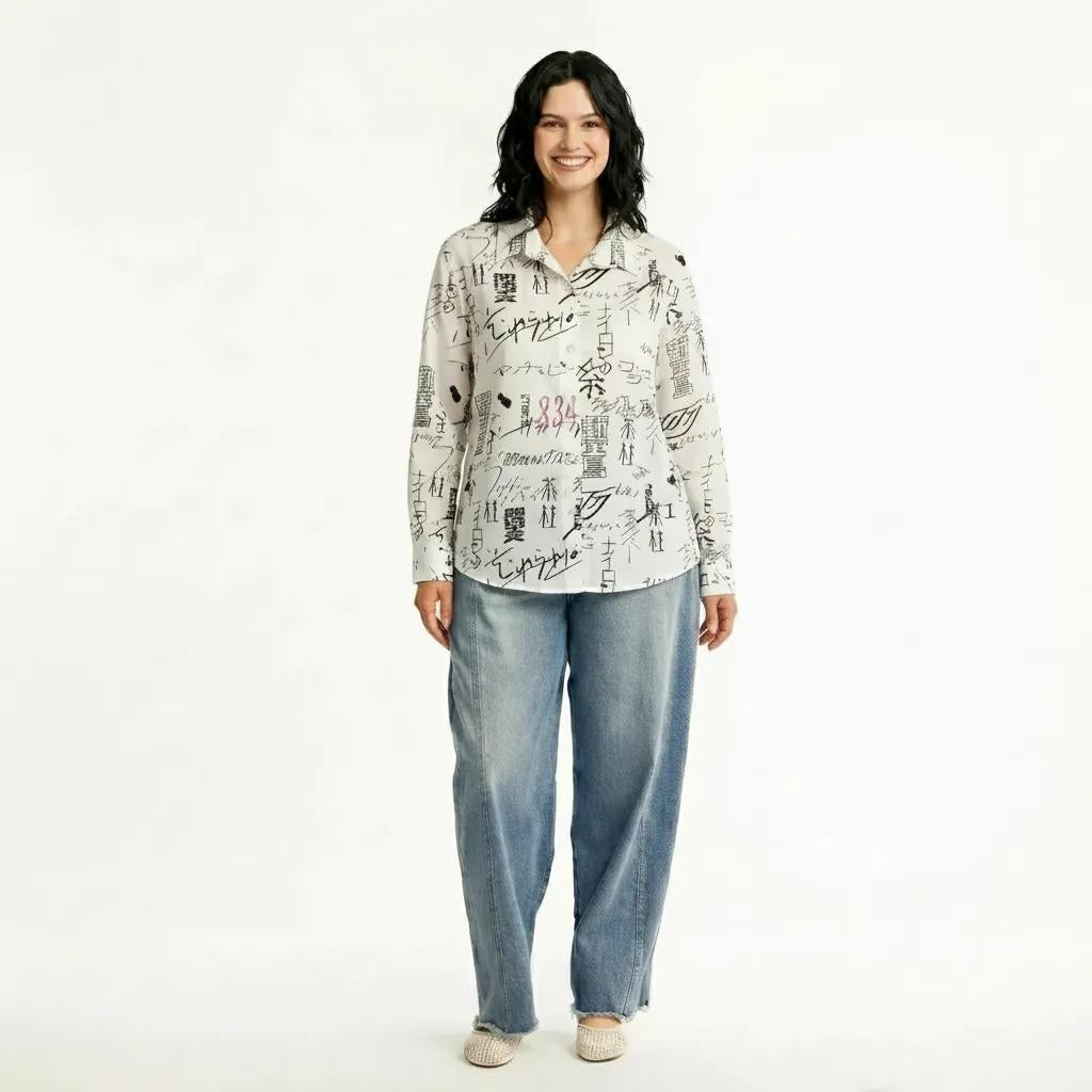 Women Off White Printed Casual Shirt
