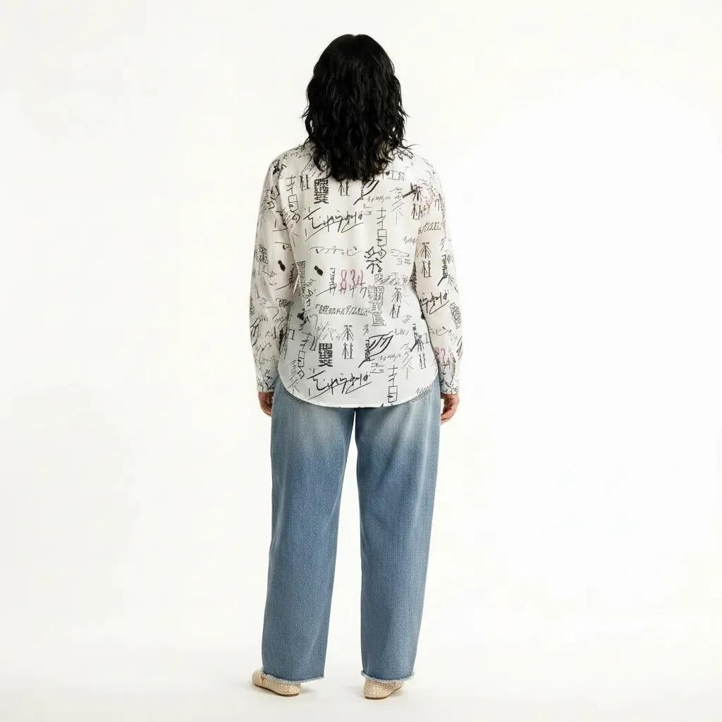 Women Off White Printed Casual Shirt